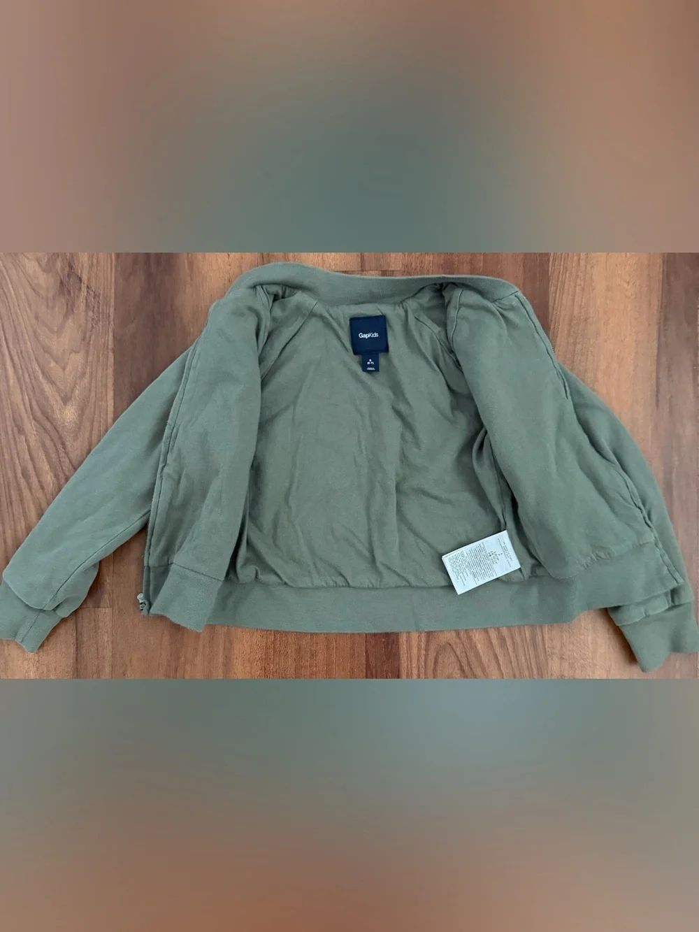 GAP Girls Olive Green Eyelet Zip Bomber Jacket, Small